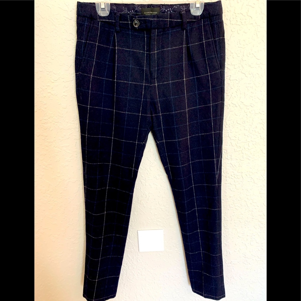 Scotch & Soda Blake Wool Plaid Slim Trouser